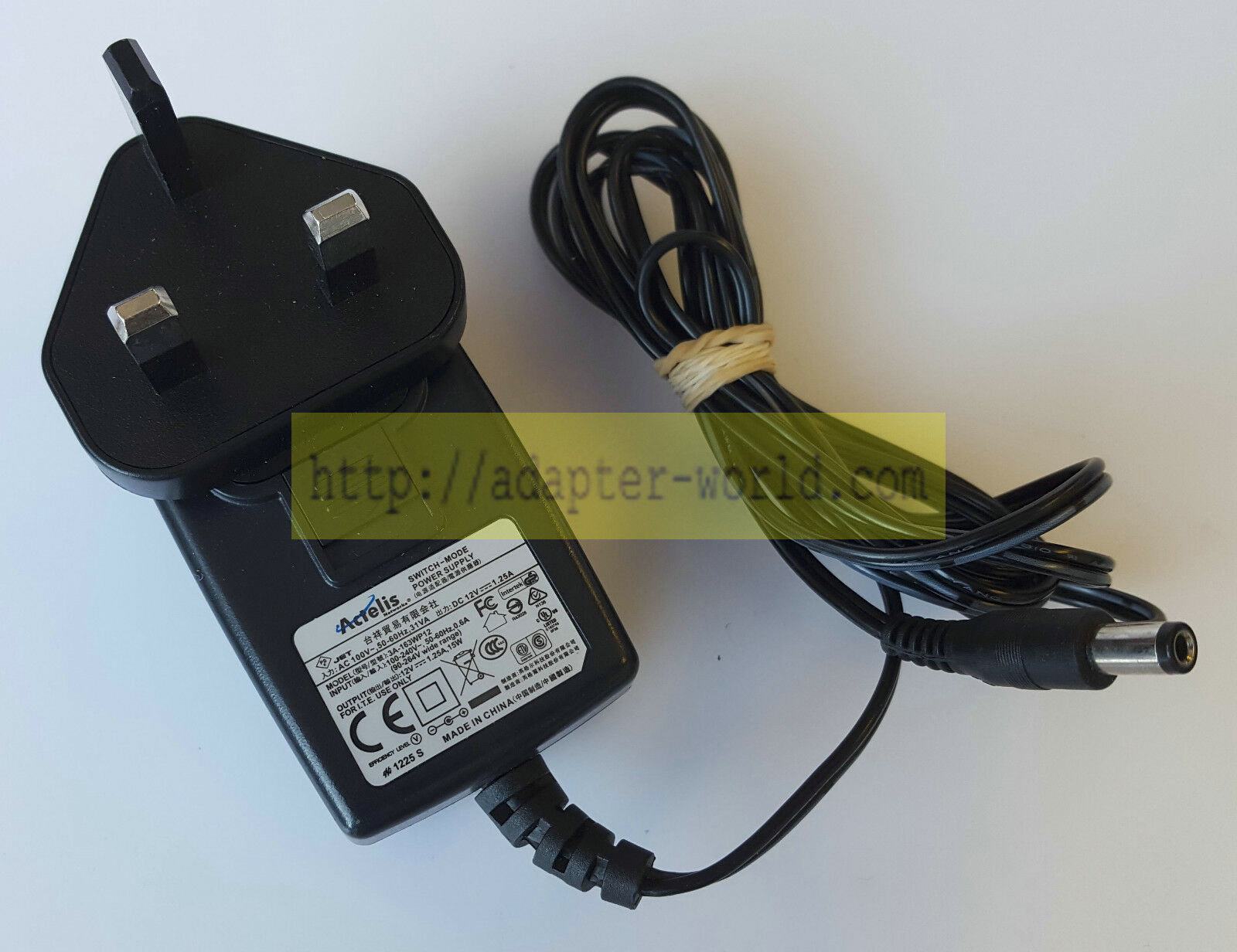 *Brand NEW*12V 1.25A AC/DC ADAPTER ACTELIS 3A-163WP12 POWER SUPPLY - Click Image to Close